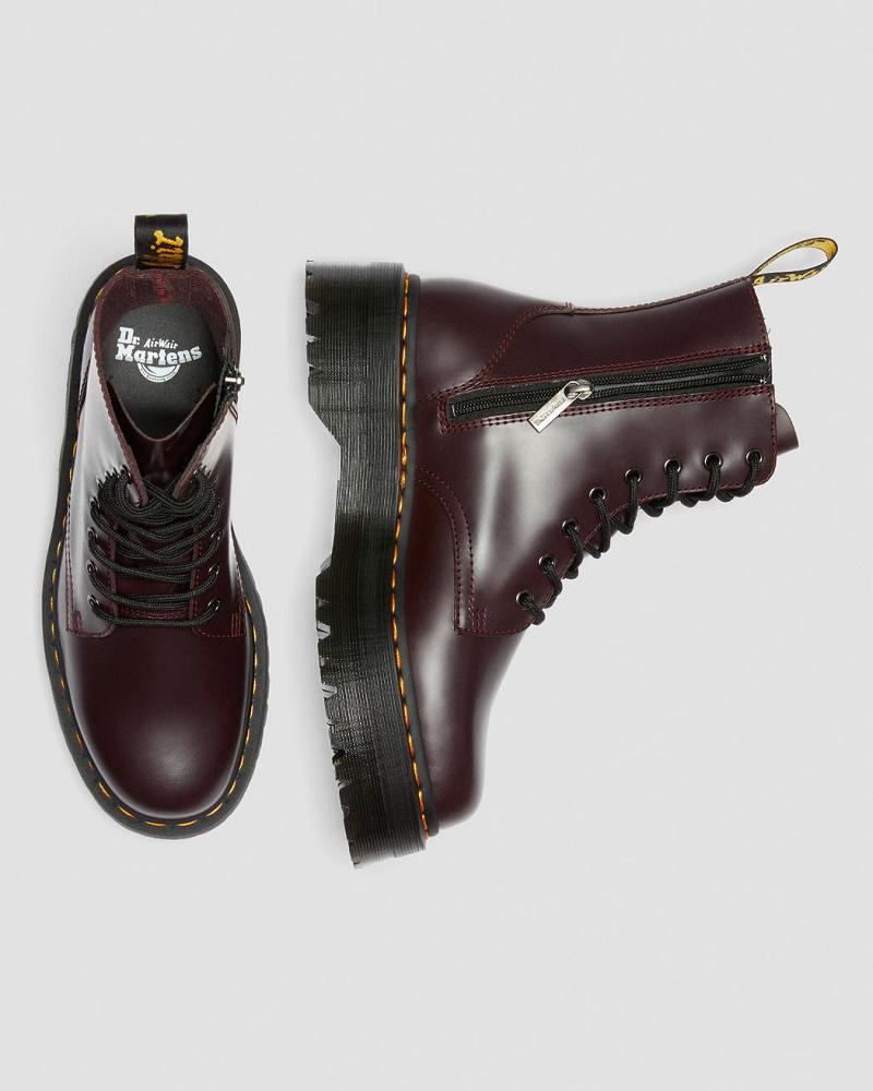 Dr Martens Jadon Smooth Læder Platform Støvler Dame Bordeaux | DK 246QMA